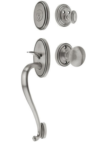 Georgetown Entry Handle Set in Antique Pewter Finish with Fifth Avenue Knob and